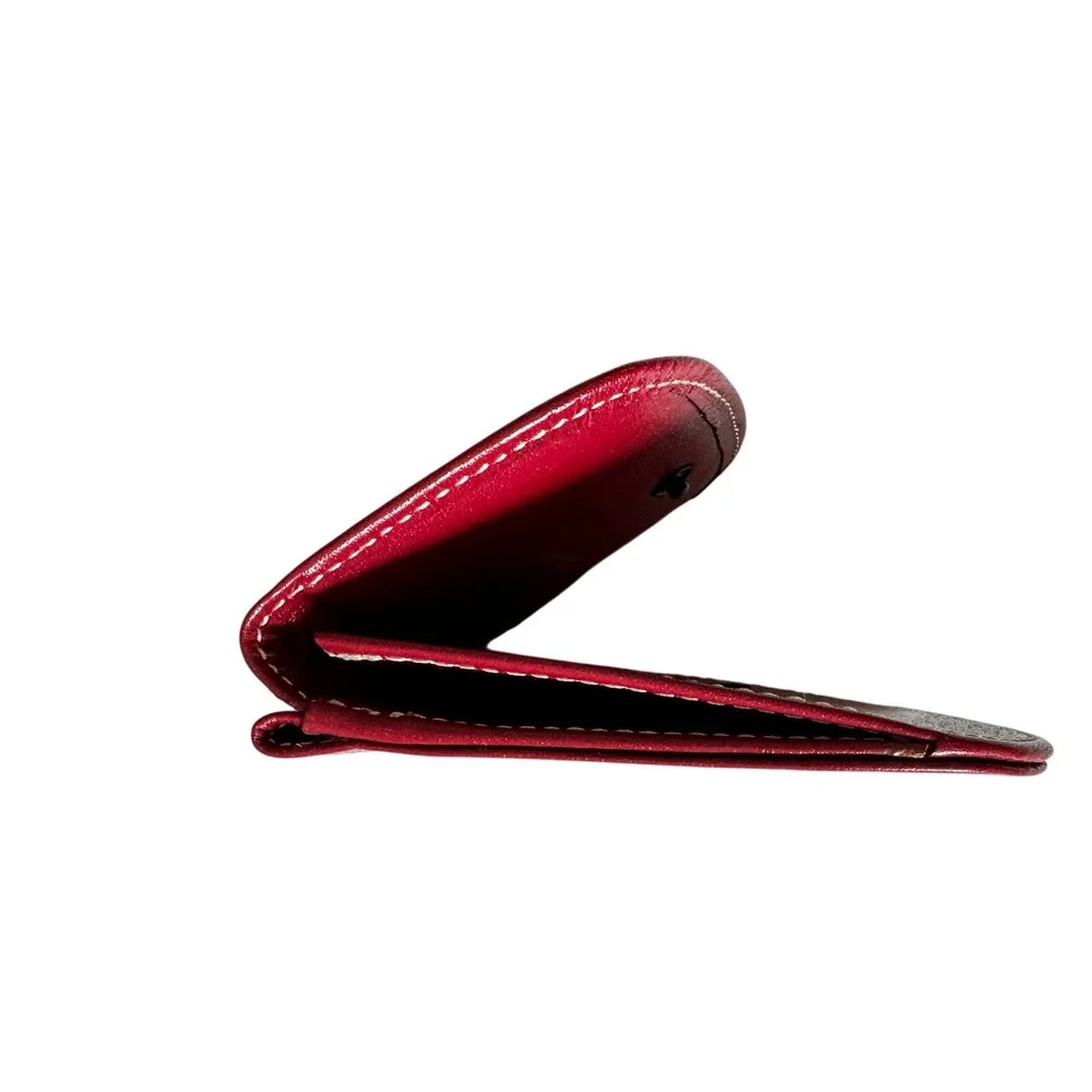 Raika Neiman Marcus Red Leather Card Case Coin Purse Handcrafted KC